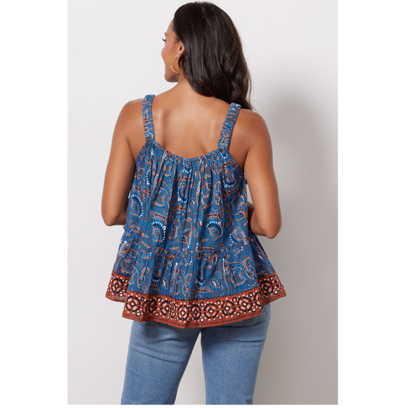 CLEOBELLA NWT Daya Organic Cotton Sleeveless Tank Top in Lazuli Blue // S - Picture 2 of 14